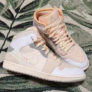 Jordan 1 Mid Calf Peach Nike Sneakers Men’s Size 12 Cream White